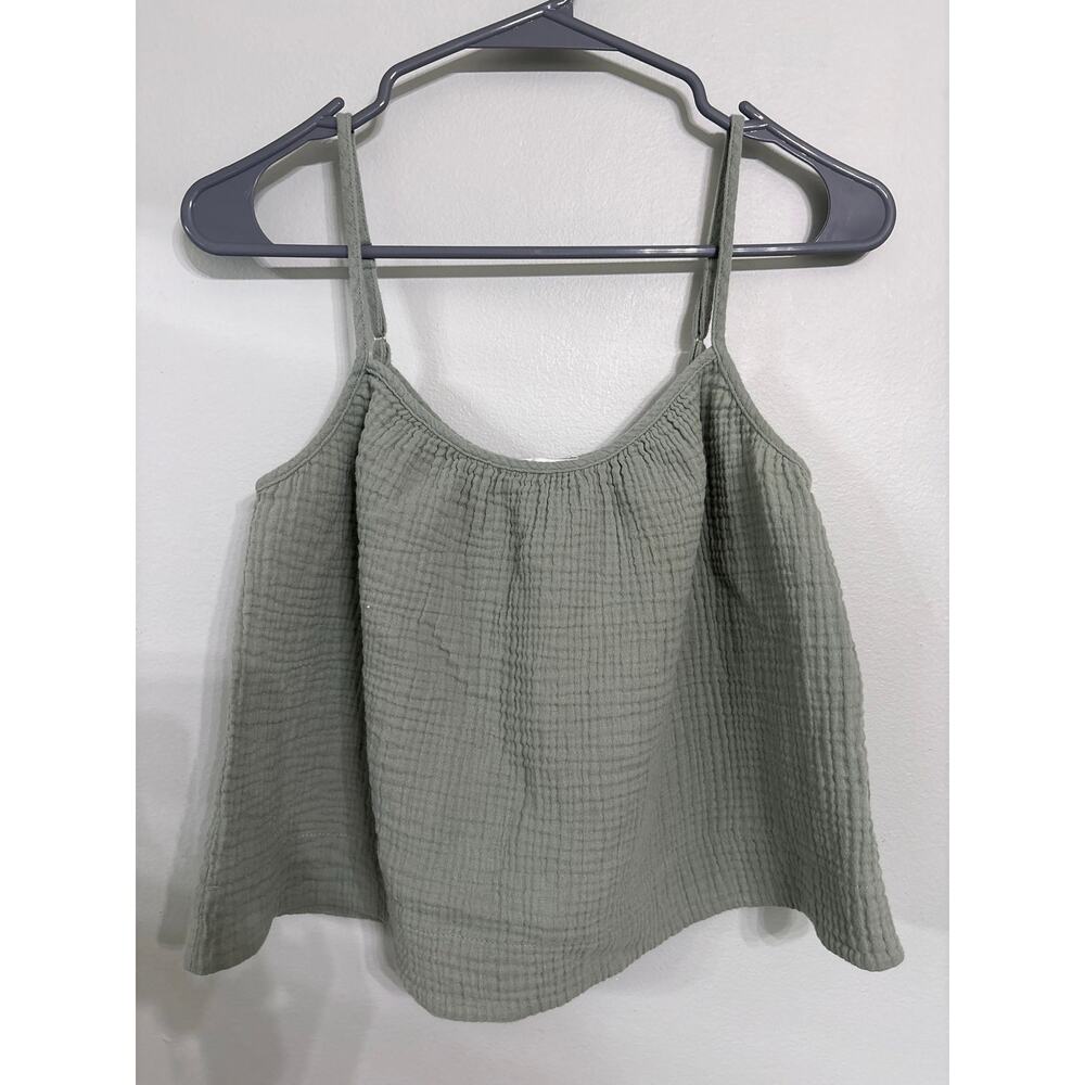 Lush Sage Green Gauze Tank Top | Adjustable Straps | Size M